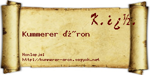 Kummerer Áron névjegykártya